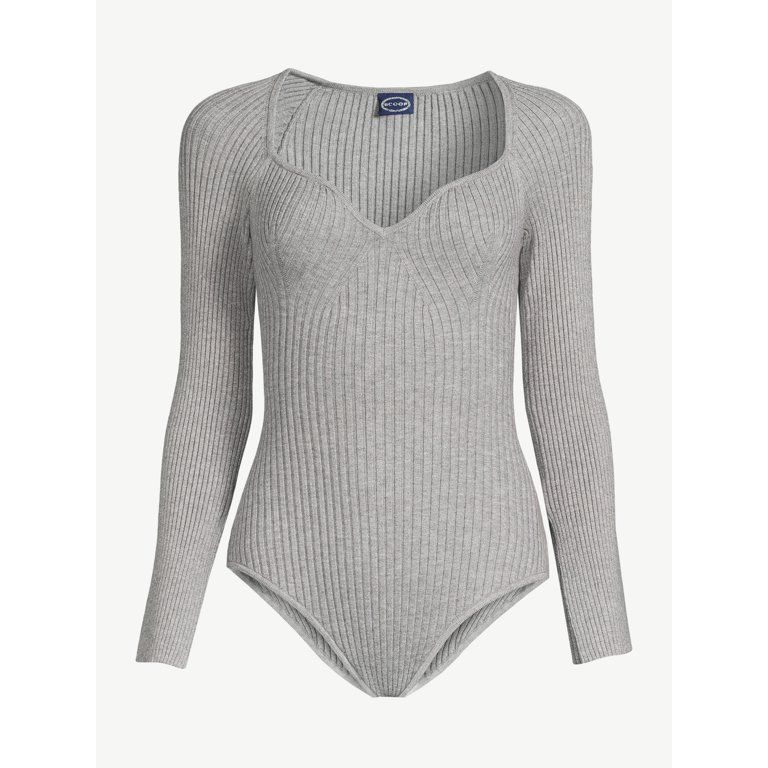 Scoop Women's Ribbed Bodysuit with Long Sleeves - Walmart.com | Walmart (US)