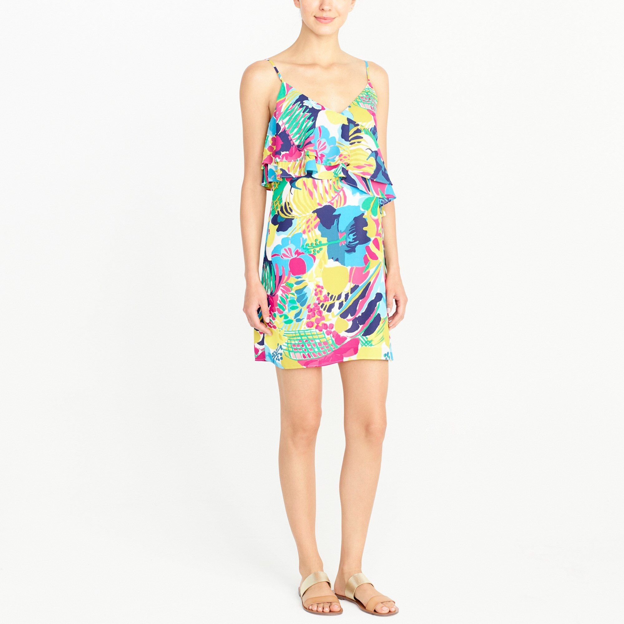 Printed ruffle-front cami dress | J.Crew Factory