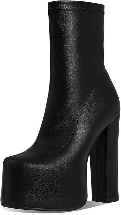 Lovee Cosee Platform Boots for Women Chunky High Heel GoGo Boots Ankle Booties | Amazon (US)