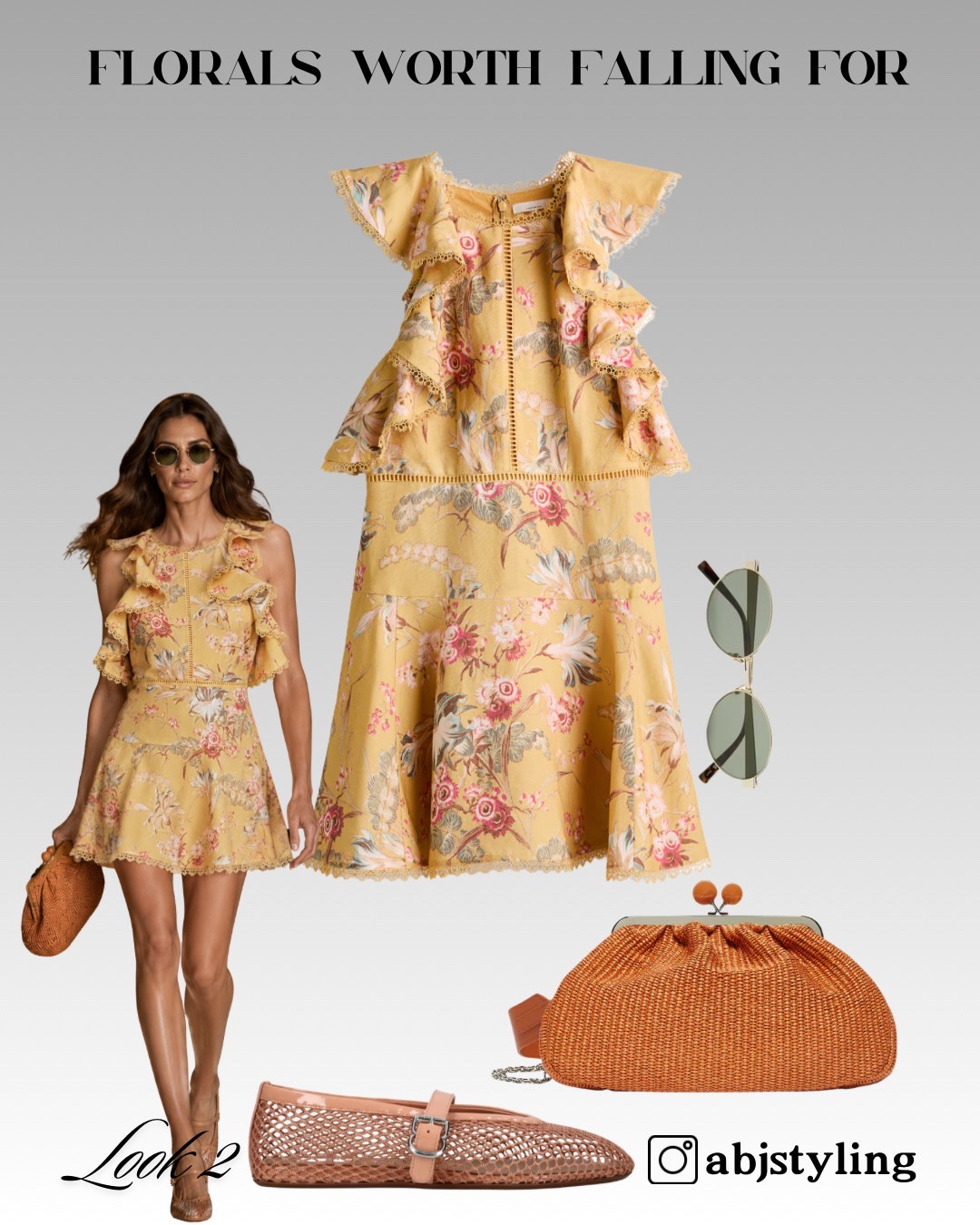 The prettiest summer dress for garden parties, holidays, brunches and warm-weather events. I styled the yellow floral mini with blush metallic flats, a burnt-orange woven clutch and soft green sunglasses.

Styling tip: Use warm accessories to enhance yellow florals. Tan, peach, terracotta and soft gold create a cohesive palette without looking overly matched.

Shop the complete outfit on LTK.

#LTKuk #LTKsummer #LTKeurope