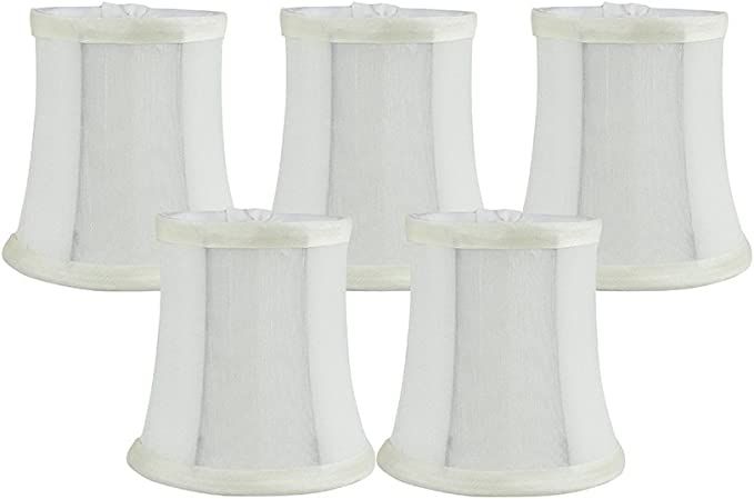 Meriville Set of 5 Eggshell Faux Silk Clip On Chandelier Lamp Shades, 3.5-inch by 4.5-inch by 4.5... | Amazon (US)
