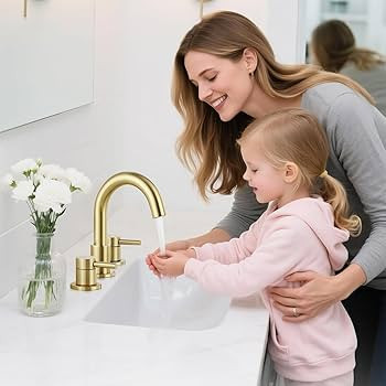 Bathroom Faucet 3 Hole, Brushed Gold Bathroom Sink Faucet with Pop Up Drain, 8 inch Widespread Ba... | Amazon (US)