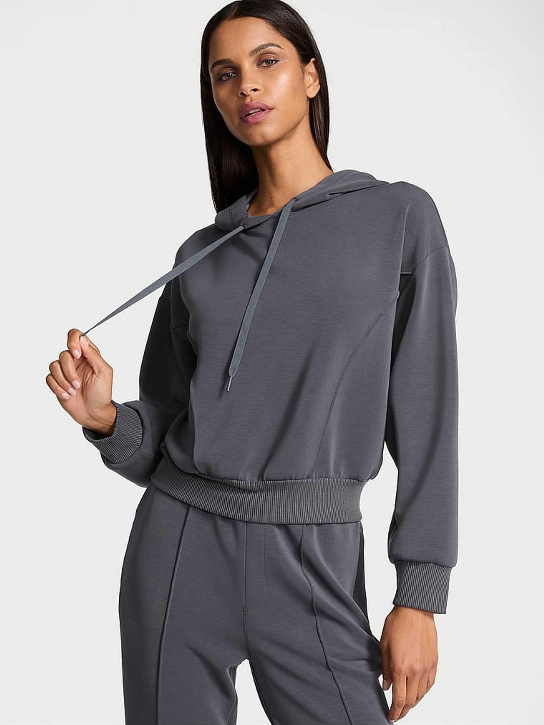 Grey Featherweight Knit Hoodie | Victoria's Secret UK | Victoria's Secret UK