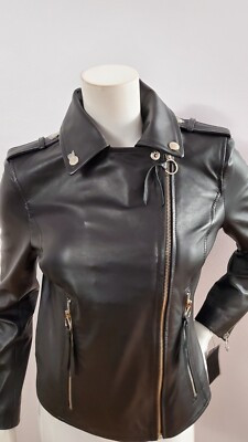 NEW SAM EDELMAN WOMEN'S LEATHER MOTO BLACK JACKET SIZE S | eBay US