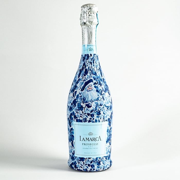Beau Bottles Wrap Blue and White Santa - Prosecco Collection750ml Champagne Bottle - Personalized... | Amazon (US)