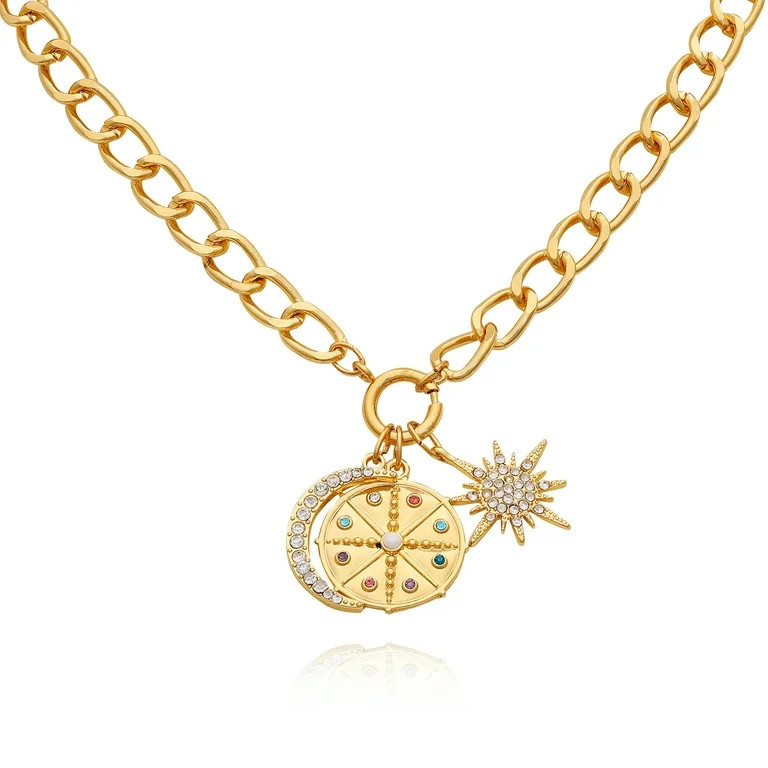 Time and Tru Women's Gold-Tone Interchangeable Celestial Theme Charms Necklace. | Walmart (US)