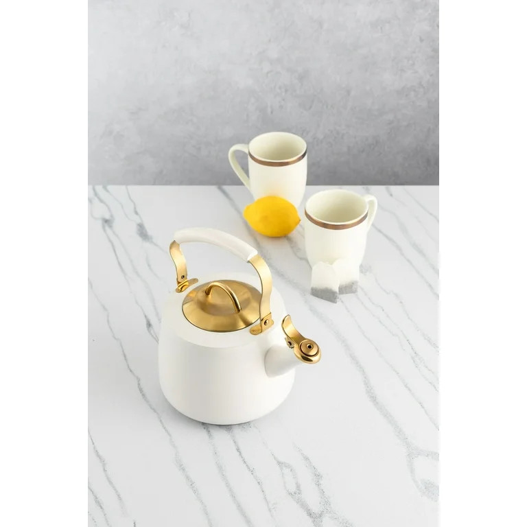 Thyme & Table 1.8L Stainless Steel Stovetop Tea Kettle - White & Gold | Walmart (US)