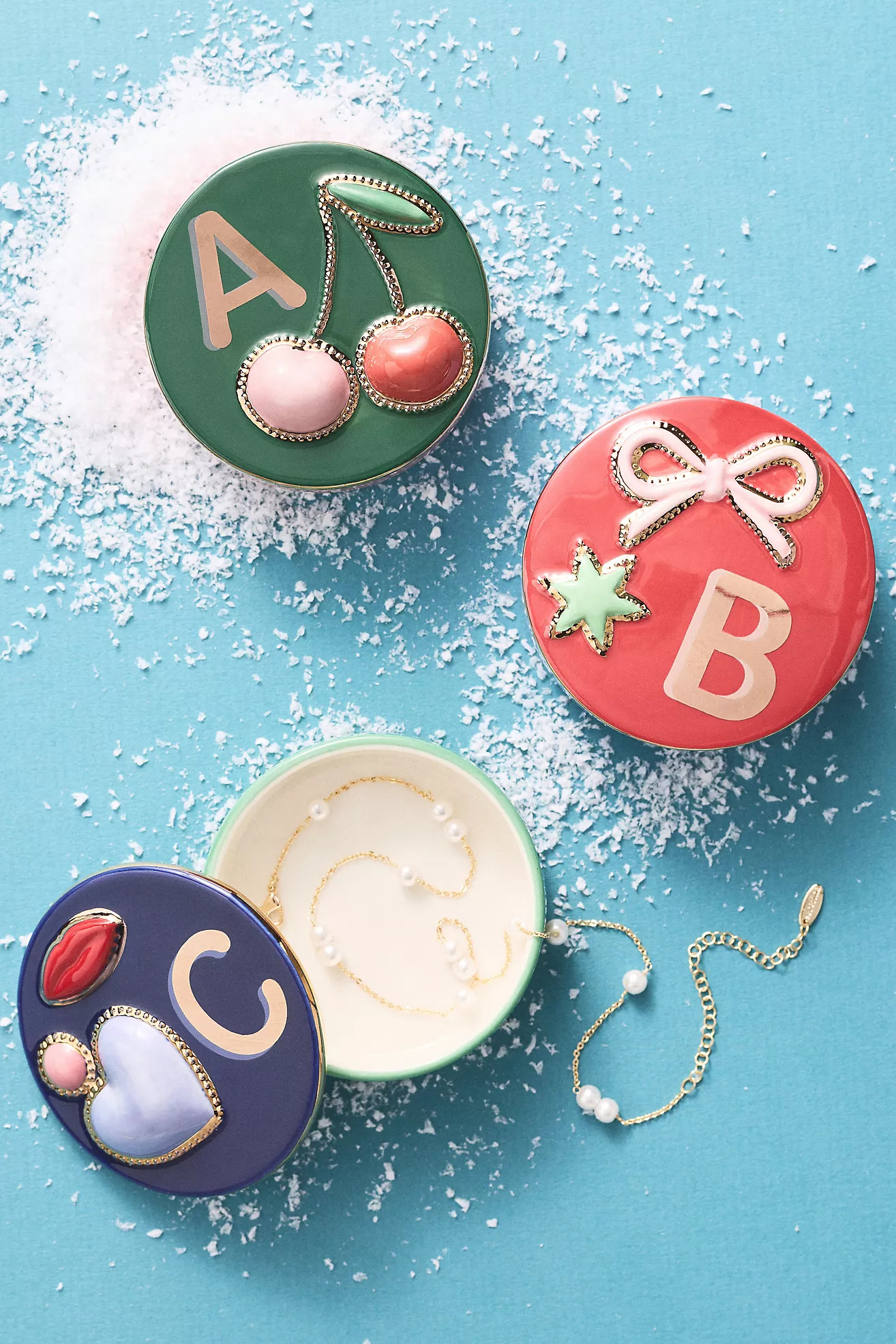 Handpainted Stoneware Monogram Trinket Box | Anthropologie (US)