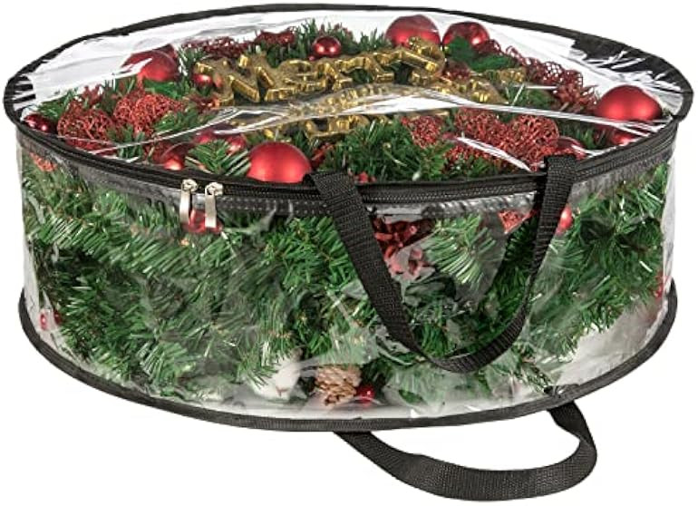 CINPIUK Clear Wreath Storage Bag 30 Inch Christmas Wreath Storage Container, Heavy Duty Wreath Prote | Amazon (US)