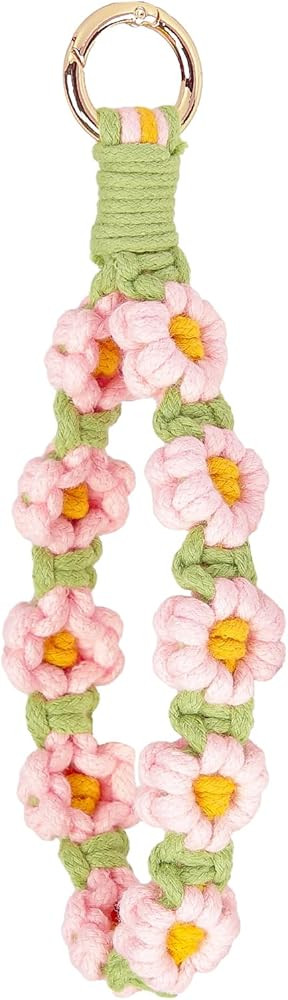 Boho Macrame Keychain Wristlet Keychain Weave Exquisite Keyring Holder Bracelet Handmade Wrist La... | Amazon (US)