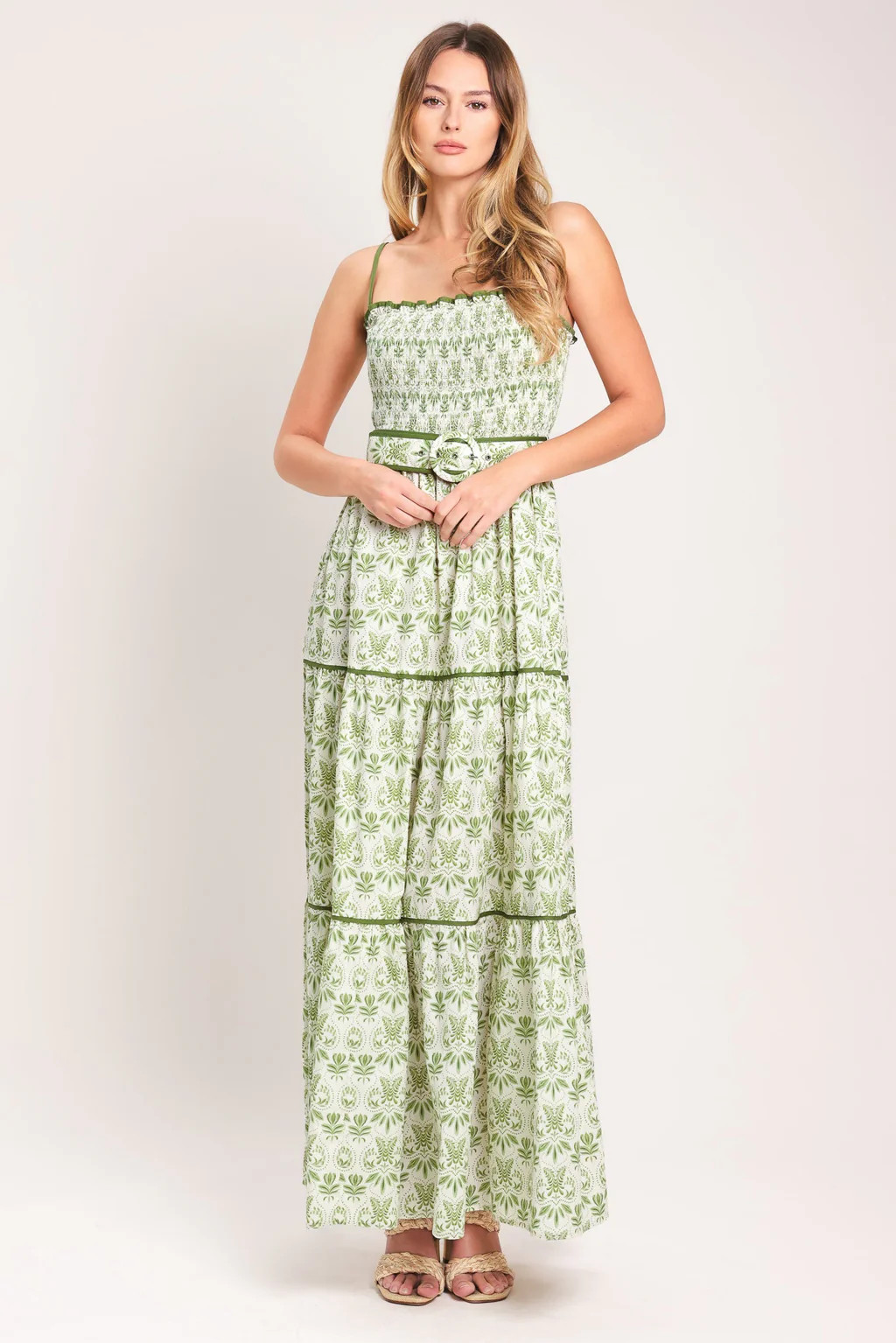 DAINTY FLORA GREEN MAXI DRESS | Lady Black Tie