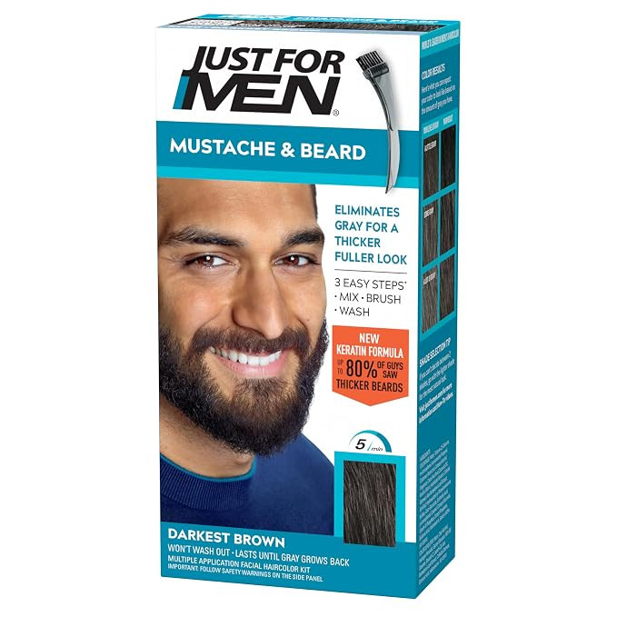 Just For Men Mustache & Beard, multiple uses Beard Coloring for Gray Hair, Brush Included, With K... | Amazon (US)