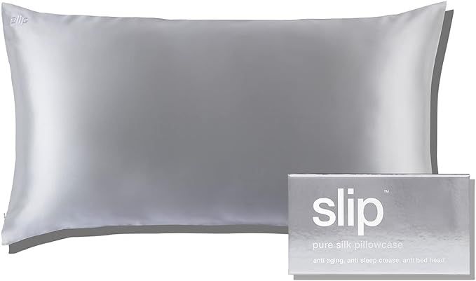 Slip Silk King Pillowcase, Silver (20" x 36") - 100% Pure 22 Momme Mulberry Silk Pillowcase - Ant... | Amazon (US)