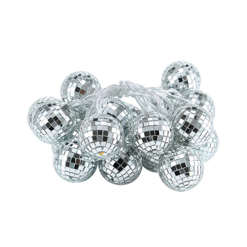 20 LED Mirror Ball Light String LED Light Light Disco Ball String Silver | Walmart (US)