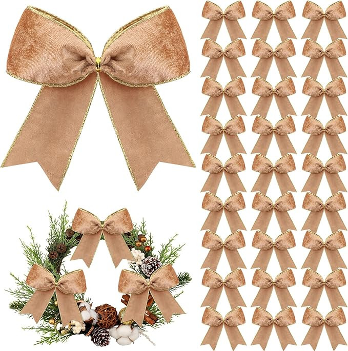 Wavyknot 30 Pcs Christmas Bow Decorations 6 x 6 Inch Wreaths Bows Xmas Bow Ornaments for Christma... | Amazon (US)