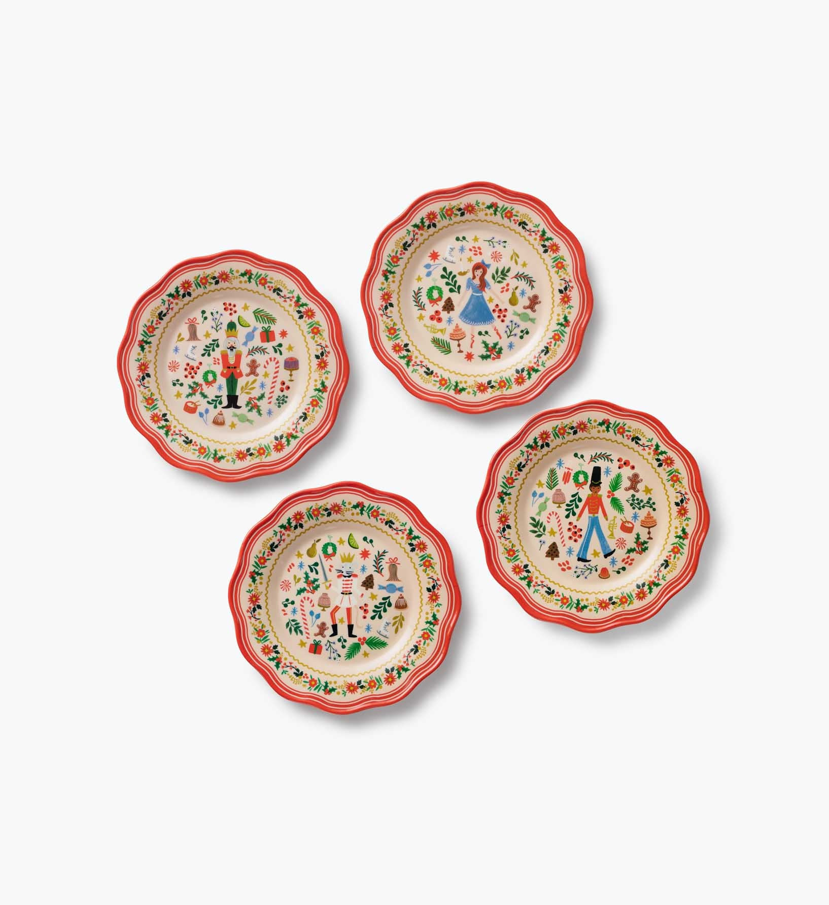 Melamine Assorted Dessert Plates - Holly Jolly Nutcracker | Rifle Paper Co.
