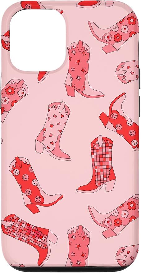 iPhone 12/12 Pro Western Boho Cowboy boots Cowgirl in Pink pattern Case | Amazon (US)