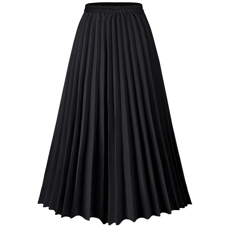 Keasmto Women Skirts Black Pleated Skirt Midi Long Cheetah High Waist Ladies Elasticized Summer A... | Walmart (US)
