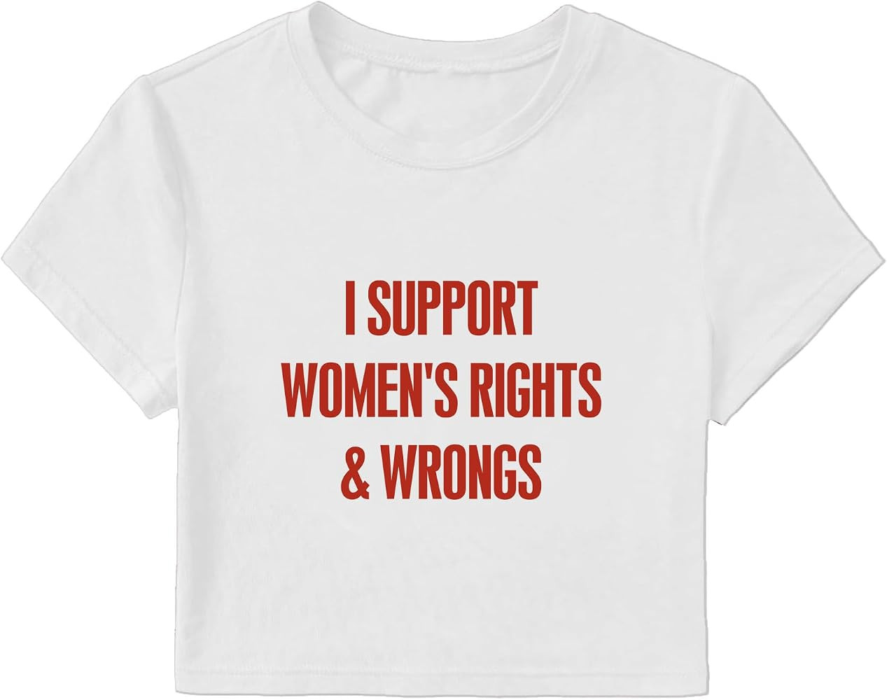 I Support Womens Rights and Wrongs Cropped T-Shirt Y2k Crop Shirt Top | Amazon (US)