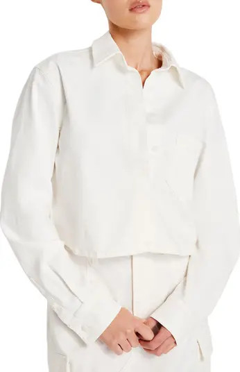 Good American Crop Stretch Cotton Button-Up Shirt | Nordstrom | Nordstrom