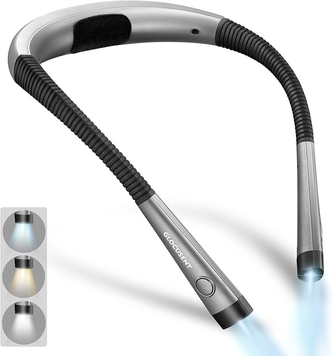 Glocusent LED Neck Reading Light, Book Light for Reading in Bed, 3 Colors, 6 Brightness Levels, B... | Amazon (US)