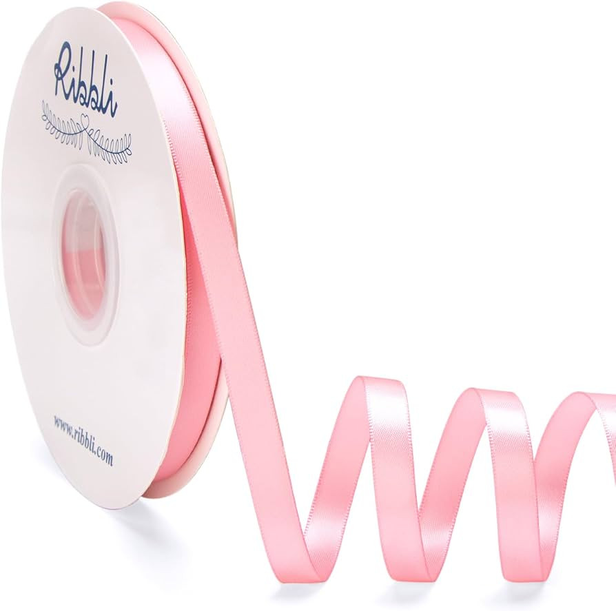 Amazon.com: Ribbli Pink Satin Ribbon Double Faced Satin 3/8 Inch x Continuous 50 Yards-Pink Ribbo... | Amazon (US)