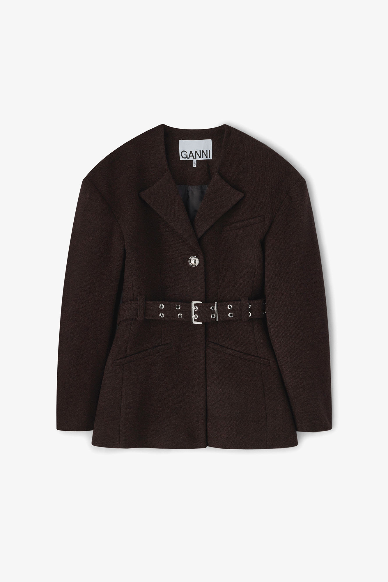 Brown Wool Jacket | Ganni
