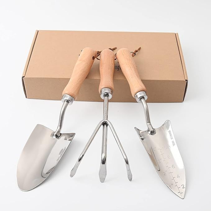 S.yeoo Garden Tools Set, 3PC Heavy Duty Gardening Kit Includes Hand Trowel, Transplant Trowel and... | Amazon (US)