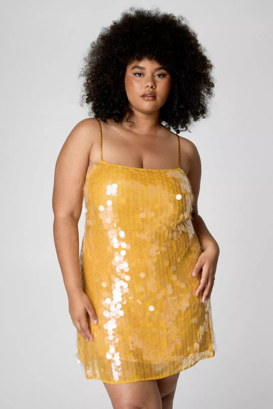 Plus Large Disc Sequin Strappy Mini Dress | Nasty Gal US