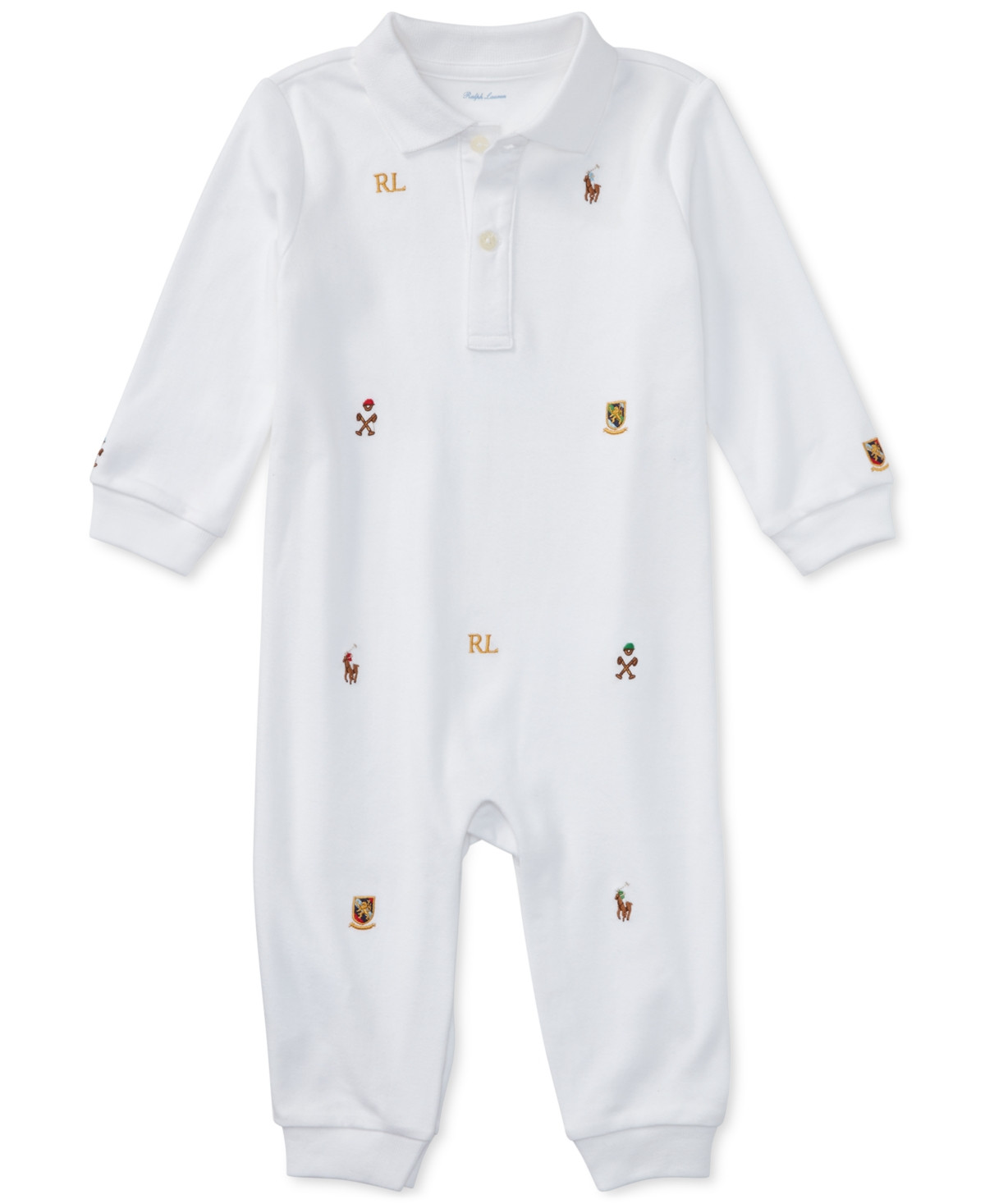 Polo Ralph Lauren Baby Boys Embroidered Polo Cotton Coverall - White | Macy's