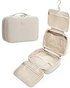 EACHY Toiletry Bag with Hanging Hook, Travel Makeup Bag PU Leather Cosmetic Bags for Women Make U... | Amazon (US)