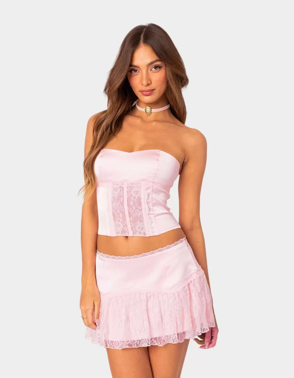 EDIKTED Lex Satin & Lace Corset | Tillys
