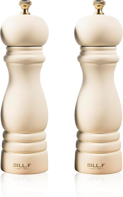 BILL.F Salt and Pepper Grinder Wooden Pepper Mill Grinder White Salt Pepper Shakers Set of 2 with... | Amazon (US)