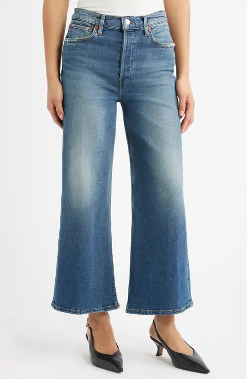 Re/Done High Waist Crop Wide Leg Jeans in Sonoma Indigo at Nordstrom, Size 25 | Nordstrom