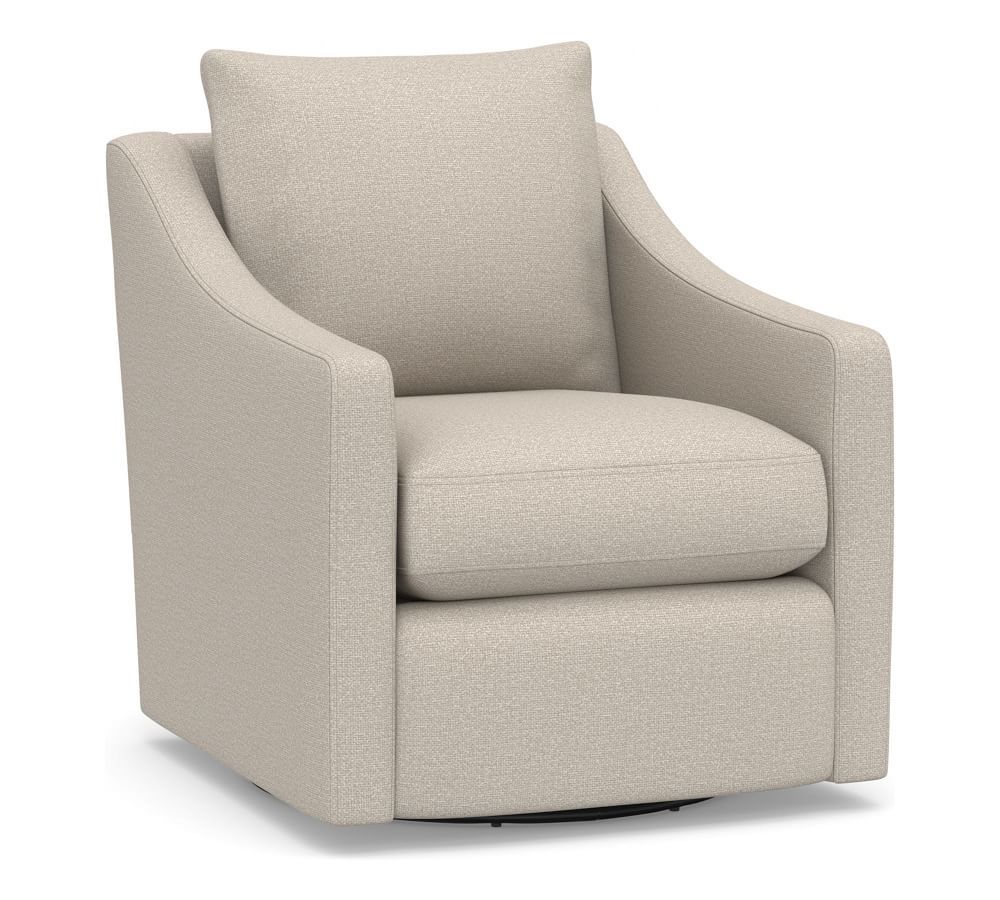 Ayden Slope Arm Upholstered Swivel Glider | Pottery Barn (US)