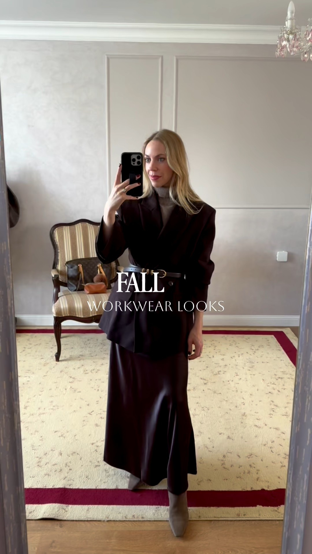 Fall workwear looks, fall office style, style over 40, dark brown blazer, brown satin skirt, Zara workwear, Madewell suede blazer, leopard print mules

#LTKOver40 #LTKFindsUnder100 #LTKWorkwear