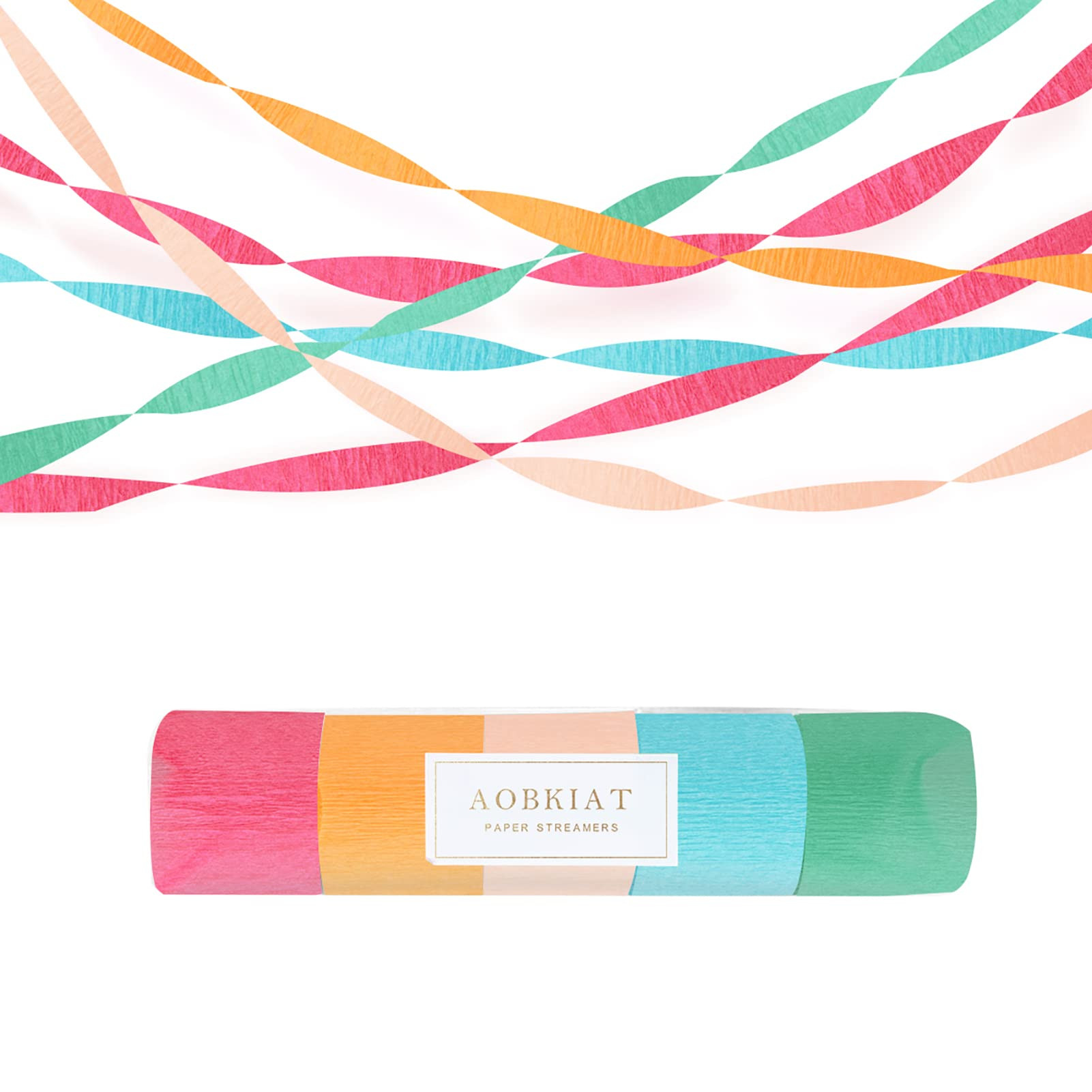 AOBKIAT 5 Rolls Rainbow Party Streamers Crepe Paper,Candyland Party Decorations for Christmas,Bir... | Amazon (US)