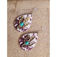 Cow Print Earrings, Teardrop Friendship Gift, Gift For Her, Cactus Earrings, Western Earrings | Etsy (US)