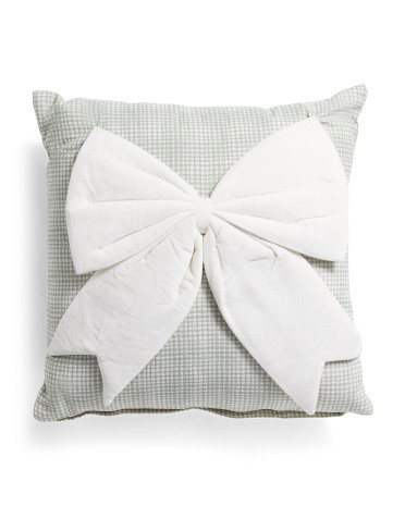 18x18 Velvet Bow Pillow | Polyester/Cotton | Marshalls