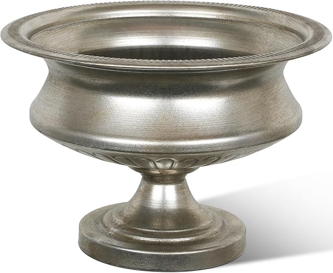 Worth 8" H. Silver Color Urn Vase for Centerpieces, 11.8" Dia. Metal Trumpet Small Flower Pots fo... | Amazon (US)