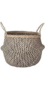 Sona Home Seagrass Basket with Handles, 4 Sizes, 2 Styles - Woven Basket for Plants, Belly Basket, B | Amazon (US)