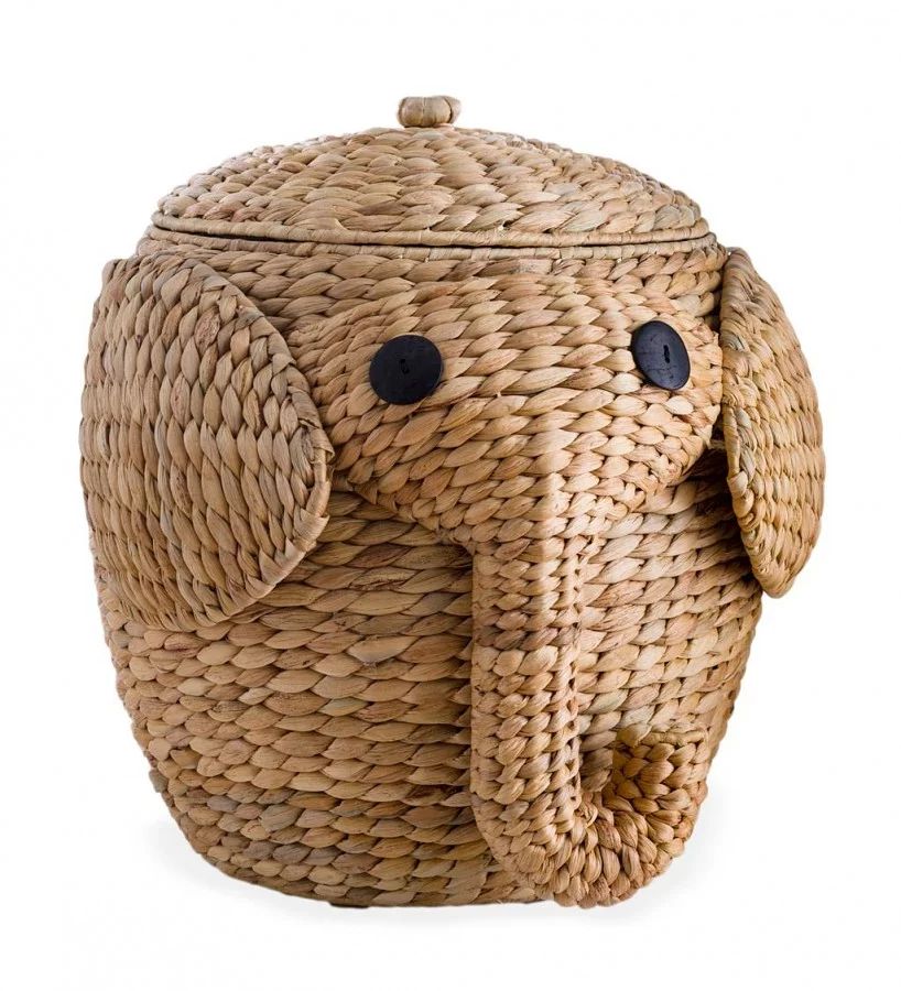 Wind & Weather Woven Water Hyacinth Elephant Storage Basket with Lid - Walmart.com | Walmart (US)