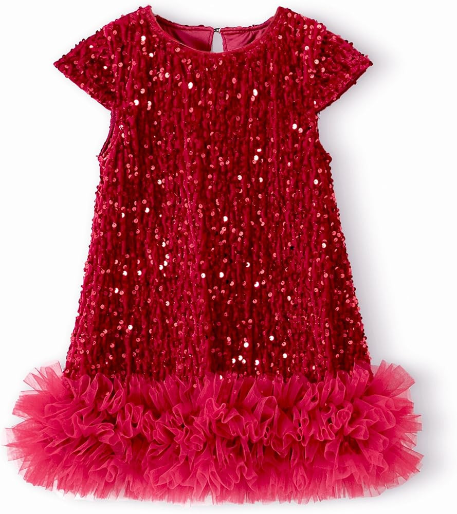 Miipat Toddler Girls Sequin Dress Sparkly Gown Party Dresses Little Kids A-Line Velvet Dress | Amazon (US)