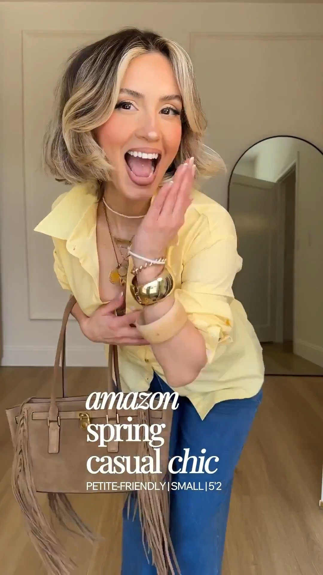 Amazon early spring casual chic outfits ✨🥰

Size small in tops 
Small or size 4 in jeans - both have excellent stretch! 
XS in dress 

#LTKootd #LTKgrwm #LTKU