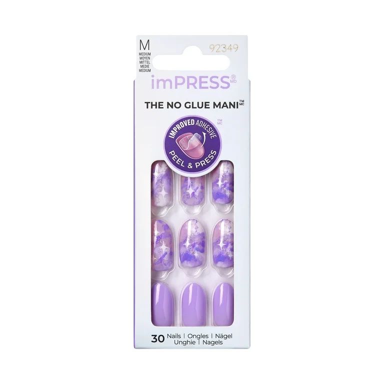 imPRESS Spring Press-On Nails, No Glue Needed, 'Sundown' Purple, Medium Oval, 33 Ct. | Walmart (US)