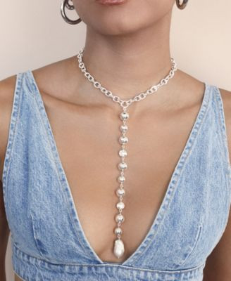Silver Plated Deep Drop Lariat Necklace | Macy's