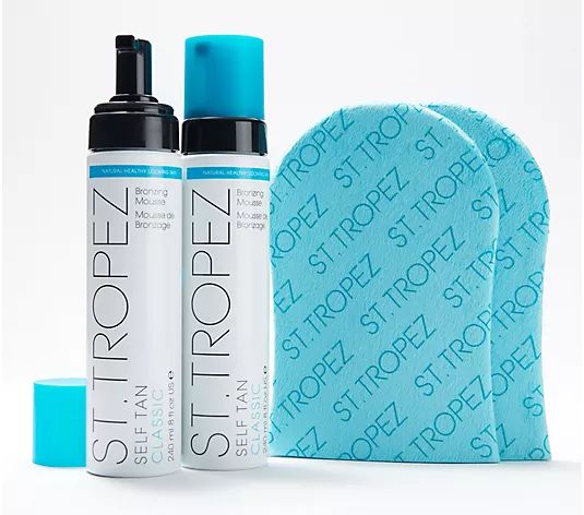 St. Tropez Set of 2 8 oz. Classic Self Tan Mousse with Mitts - QVC.com | QVC