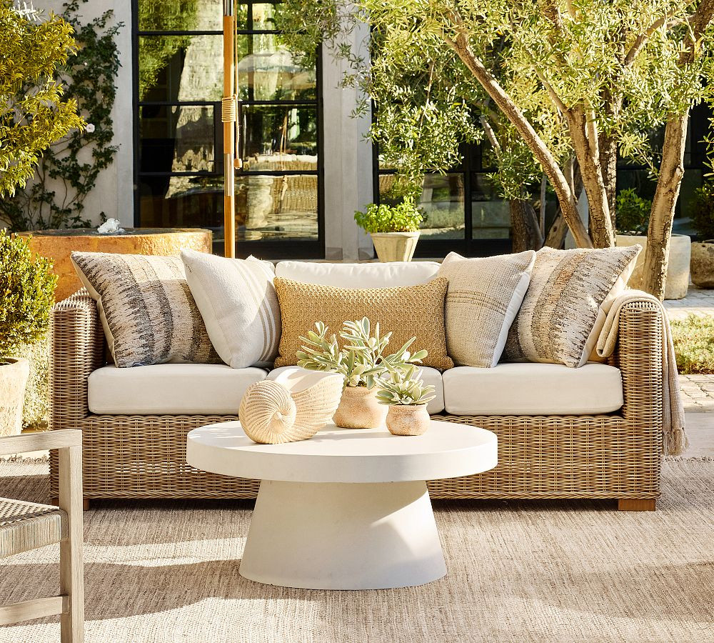 Huntington Wicker Square Arm Outdoor Sofa (81") | Pottery Barn (US)