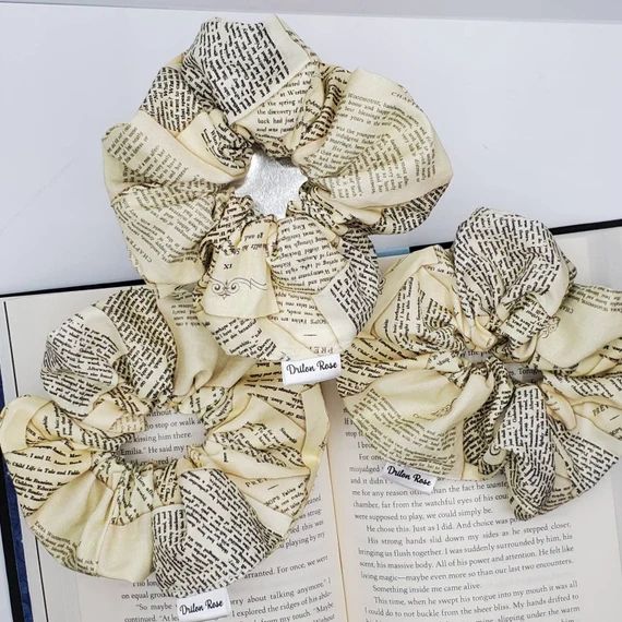 Aged Book Pages Cotton Scrunchie  Book Cotton Hair Scunchie  - Etsy | Etsy (US)