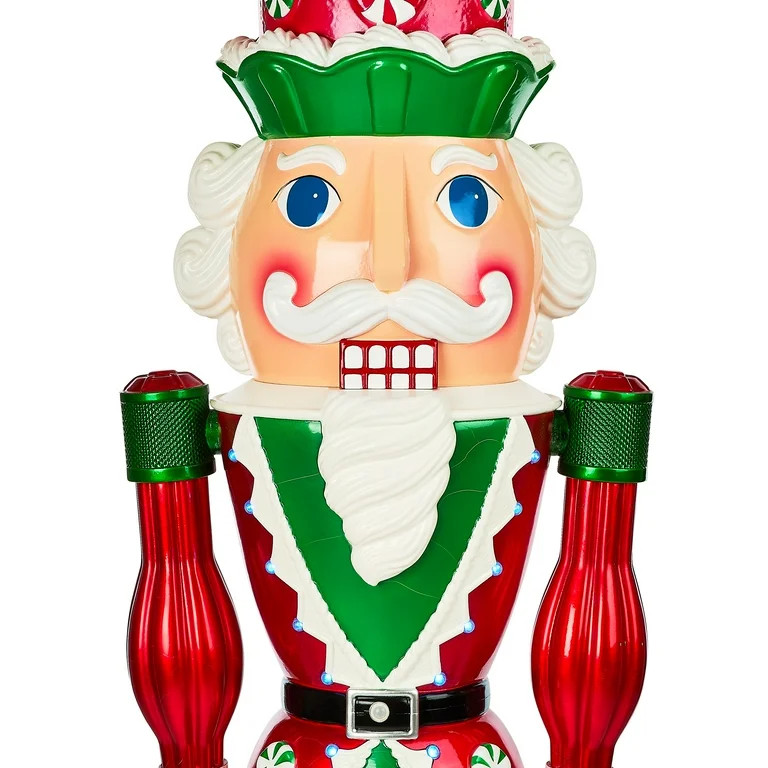 Peppermint Nutcracker with Music and LED Illumination, 72 in, 6 ft, by Holiday Time | Walmart (US)